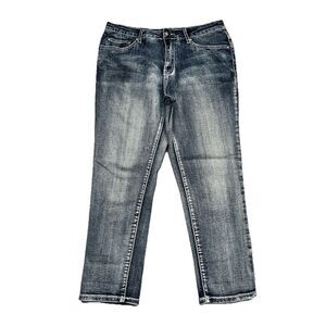 Tru Luxe Capri Crop Jeans 28/6 (29x23.5) Blue Embellished Mid Rise Stretch Women
